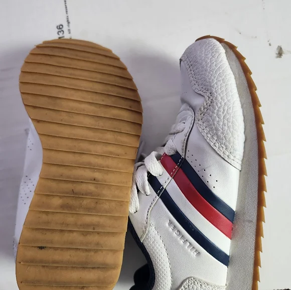 Tommy Hilfiger Kids White and Navy Sneakers with Red Accent - Picture 3 of 5